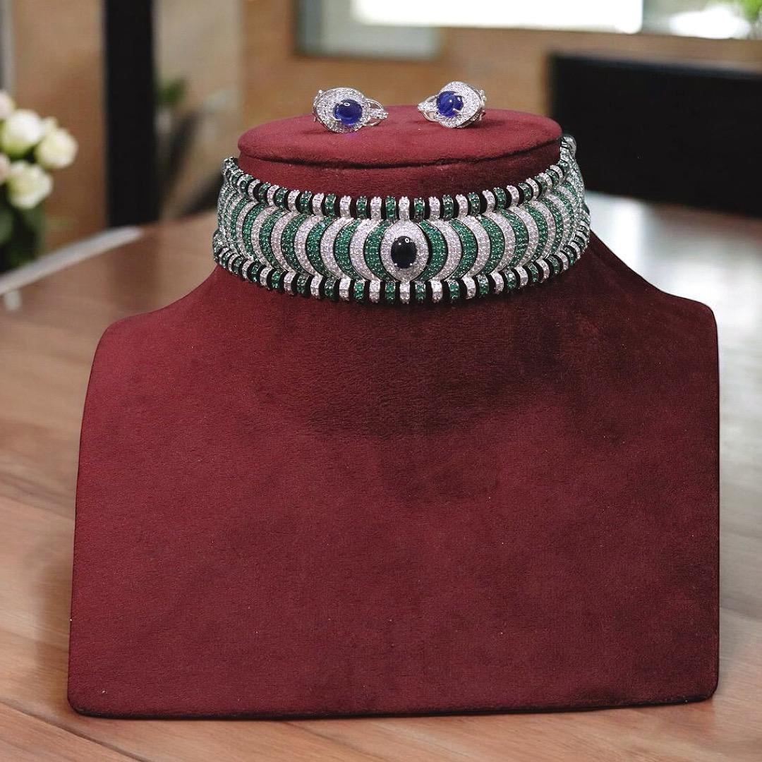 Rajsthani Handcrafted Polki Choker Earrings Set For Women