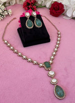Bollywood Inspired Teardrop Polki Statement Necklace Set For Women