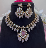 Pakistani Flower Design Polki Necklace Earrings Set For Women