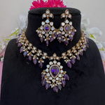 Pakistani Flower Design Polki Necklace Earrings Set For Women