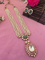 Jaipuri Multi Layer Polki Stone Work Ethnic Necklace Earrings Set