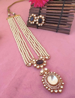 Jaipuri Multi Layer Polki Stone Work Ethnic Necklace Earrings Set