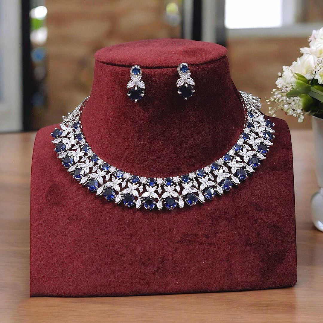 Pakistani Flower Choker Earrings Set For Women