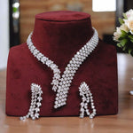 Indian Wedding Stylish Silver Necklace Earrings Set For Women