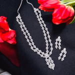 Multi Layer Indian Silver Polki Necklace Earrings Set