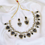 Pakistani Gold Tone American Diamond Choker Earrings Set For Wedding