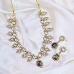 Jaipuri Cubic zirconia Stone Work Neclace Earrings Set For Wedding