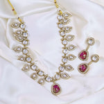 Jaipuri Cubic zirconia Stone Work Neclace Earrings Set For Wedding