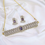 Floral Design AD Choker Earrings Indian Jewelry Set For Women