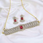 Floral Design AD Choker Earrings Indian Jewelry Set For Women