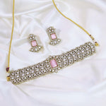 Floral Design AD Choker Earrings Indian Jewelry Set For Women