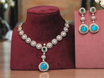 Wedding Silver Plated Polki Necklace Earrings Indian Jewelry