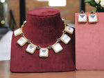 Square Polki Gold Plated Choker Earrings Set For Wedding