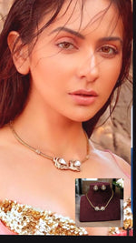 Rakul Preet Kaur Inspired AD Necklace Earrings Set For Wedding