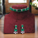 Punjabi Green Polki Kundan Choker Earrings Set For Wedding