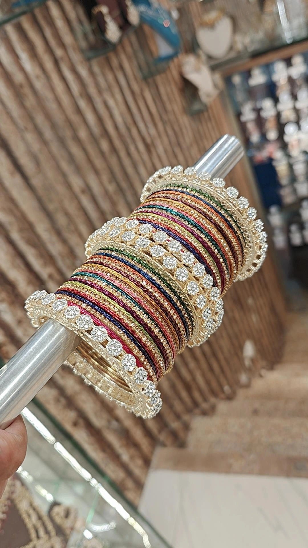 Indian Multicolor kundan Floral Kada Bangle Set For Wedding