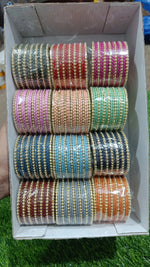 MOTI METAL DOTTED BOX – Set of 12 Colourful Bangle Set