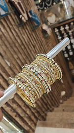 Pakiatani Kundan Teardrop Wedding Chura Kada Set For Women