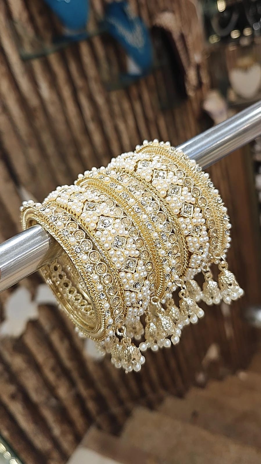 Indian Bridal Kundan Stone Work Bangle Chura Set For Women