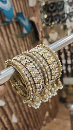 Indian Bridal Kundan Stone Work Bangle Chura Set For Women