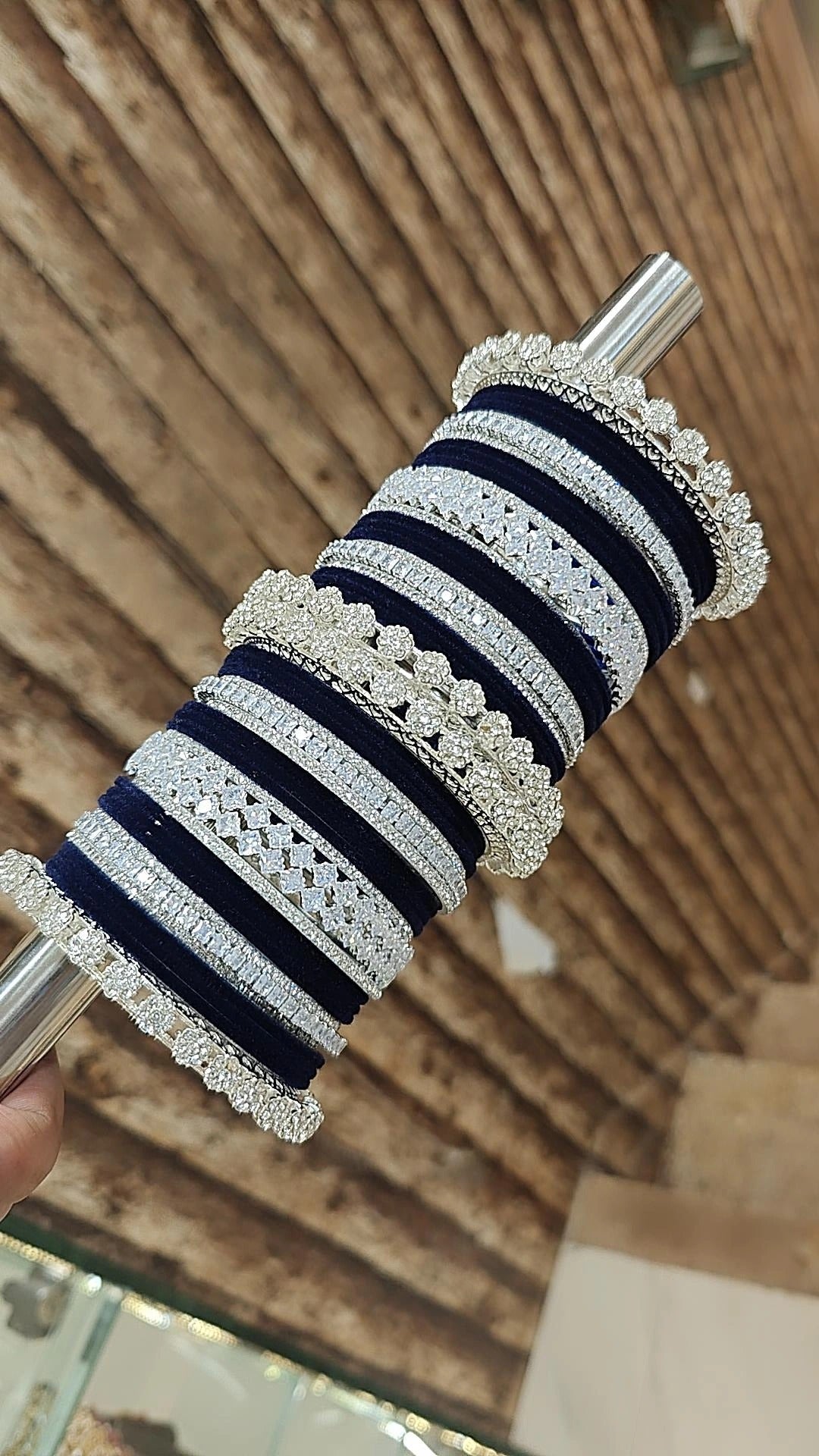 Blue Indian Ethnic Stone Work Bangle Kada Set | Indian Bangle Set | Indian Jewelry | Traditional Jewelry