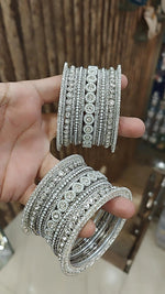 Silver Stone Work Bangle Set | Pakistani Bangle Set | Pakistani Jewelry | Traditional Jewelry