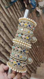 Rajsthani Multicolor Kundan Bagle Kada Set For Women| Pakistani Bangle Set | Pakistani Jewelry | Traditional Jewelry