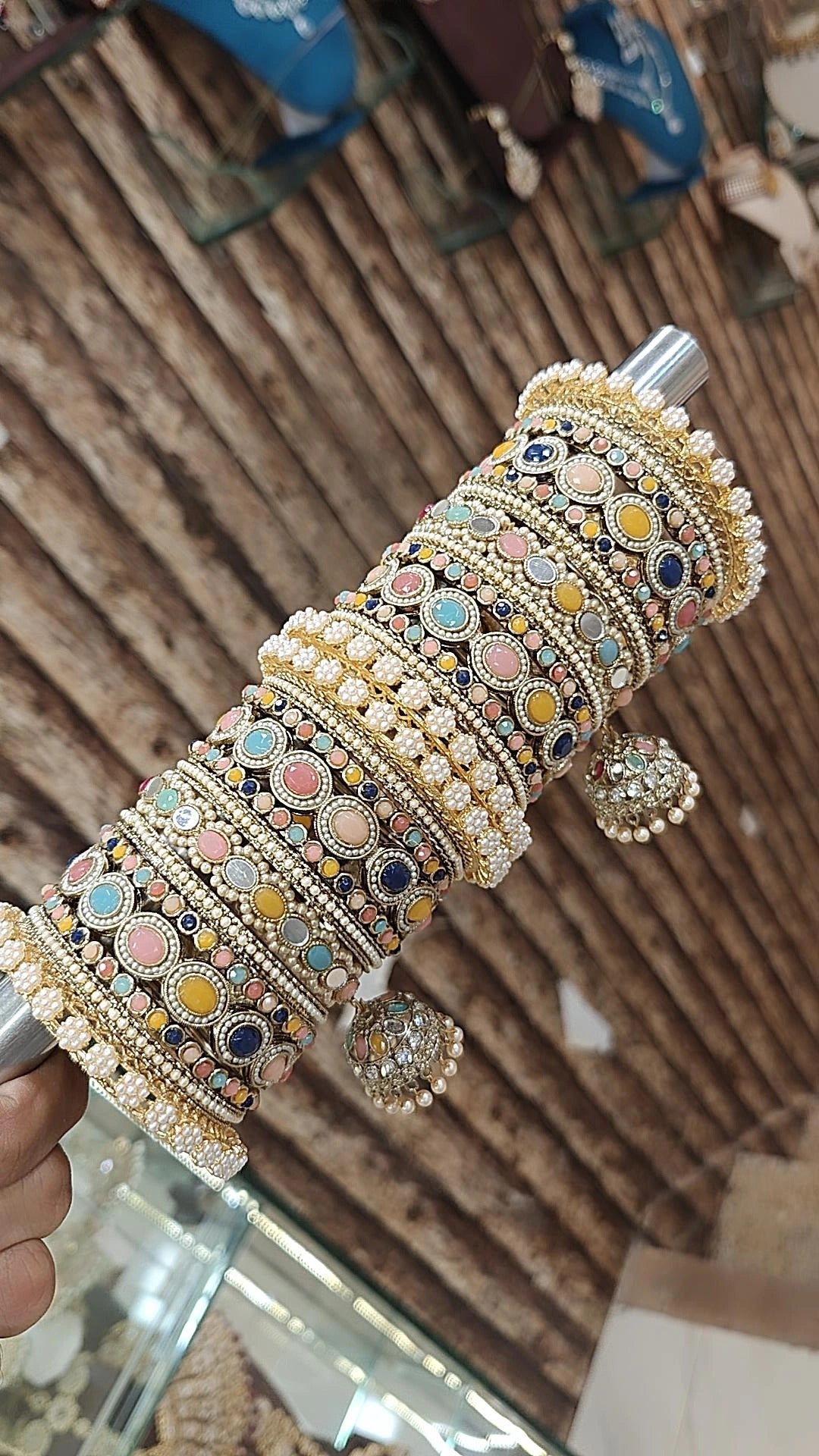 Rajsthani Multicolor Kundan Bagle Kada Set For Women| Pakistani Bangle Set | Pakistani Jewelry | Traditional Jewelry