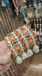 Jaipuri Rajwadi Multicolor Stone Work Bangle Kada With Jhumki Set | Indian Bangle Set | Indian Jewelry | Traditional Jewelry