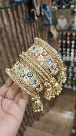 Golden Stone Kundan Work Bangle Jhumki Set| Indian Bangle Set | Indian Jewelry | Traditional Jewelry