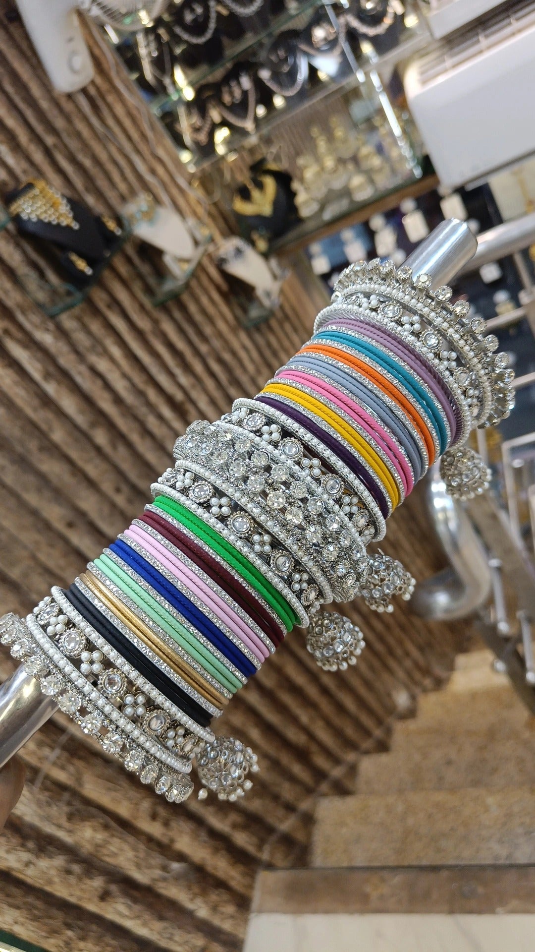 Jaipuri Multicolor Stone Work Bangle Jhumki Set| Indian Bangle Set | Indian Jewelry | Traditional Jewelry