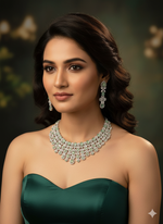 Elegant Green Stone Diamond Choker Necklace Set – Bridal & Party Wear - Libasaa.com
