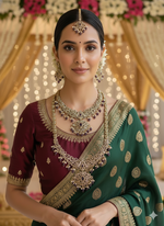 Golden Purple Bridal Complete Set – Royal Kundan & Pearl Wedding Jewelry