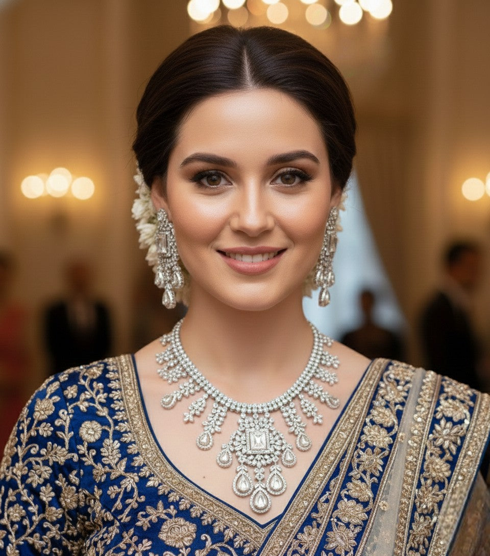 Royal Kundan Style Choker Necklace Set with Matching Earrings | Indian Jewellery Traditional Kundan Indian Necklace Set