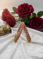 Gold-Tone Stone Kada Bangles with Diamond Accents | Indian Jewellery | Premium Indian Kada Set for Women