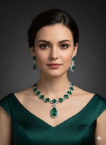 Exquisite Emerald Green Diamond Necklace Set – Royal Elegance