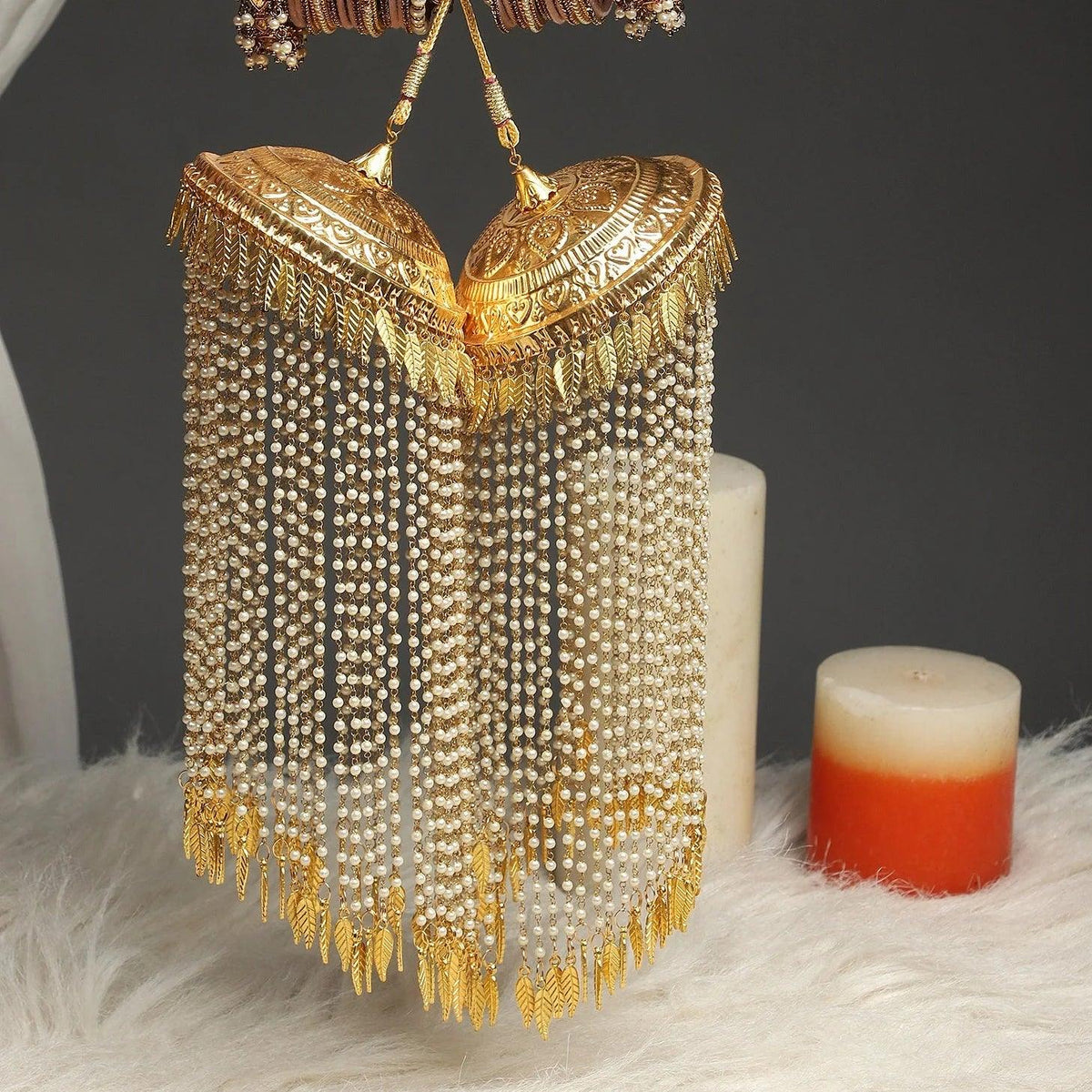 Punjabi Wedding Bridal Kalire Set, Kaleera, Indian Kalira, Golden Handmade Pearl Bangle wedding Punjabi Pearl Kaleera for Bride - Libasaa