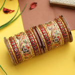 Traditional Rajwadi chuda, Bridal chuda, Dulhan Bridal Gold Beaded Bangles Set For Women and Girls, Jaipur Rajasthani Indian chura Set
