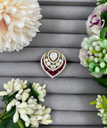 Moissanite Kundan Ring – Adjustable Bridal & Party Jewelry