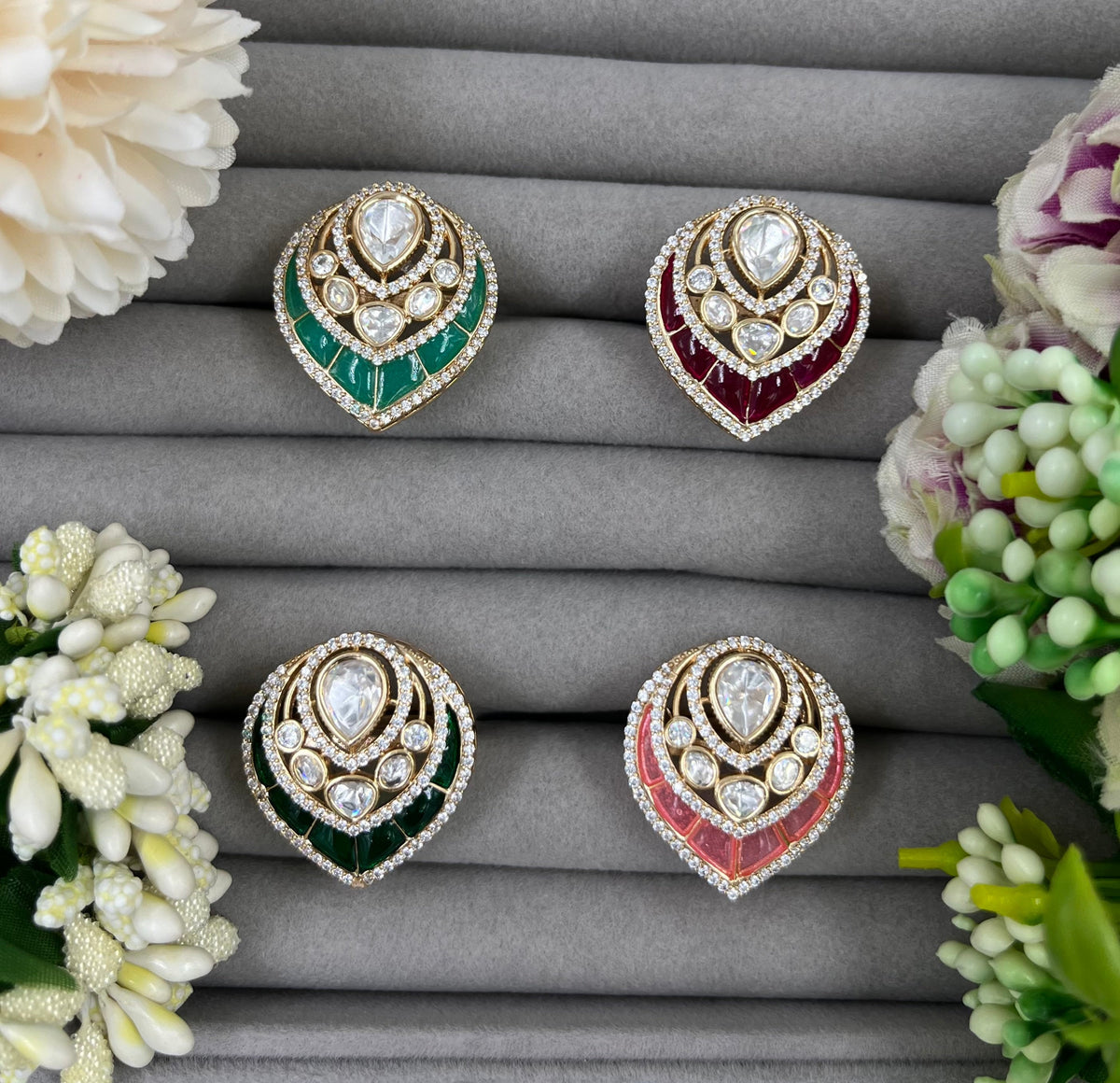 Moissanite Kundan Ring – Adjustable Bridal & Party Jewelry