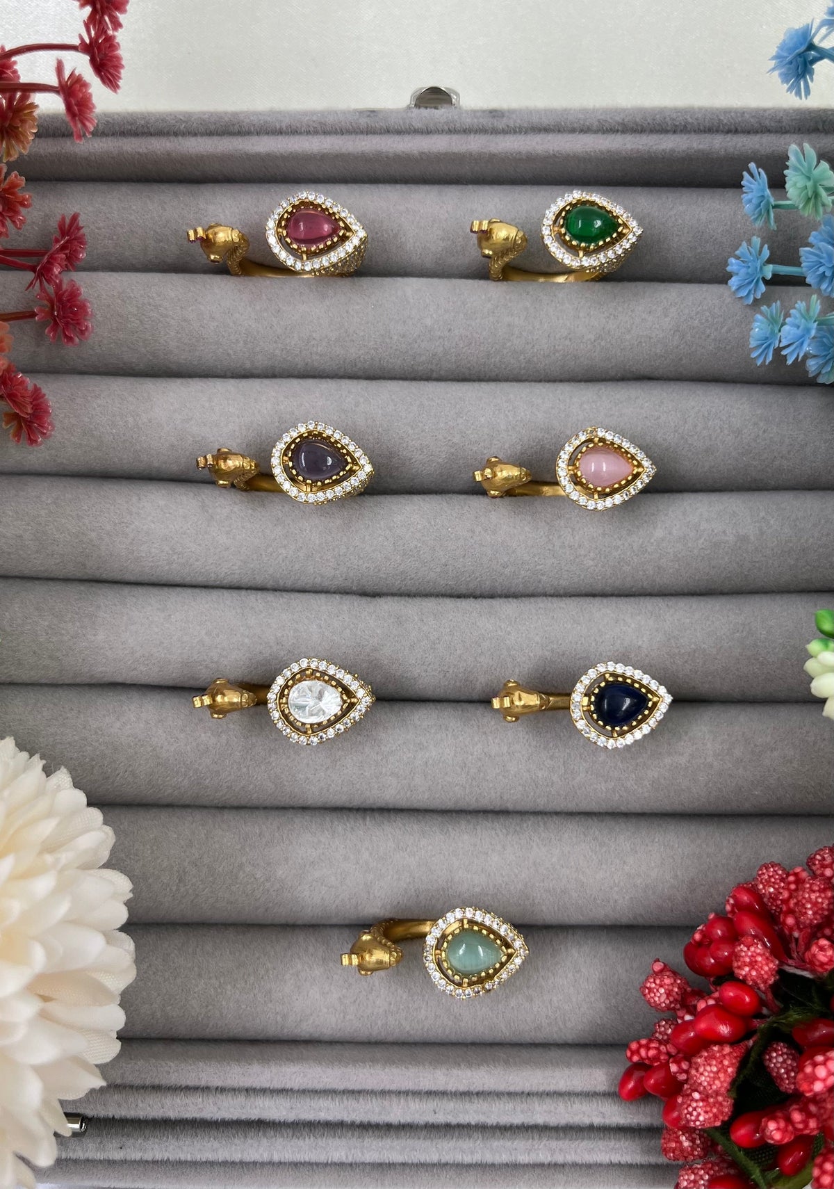 The Royal Peacock Adjustable Kundan Finger Ring – Premium Bridal Jewelry