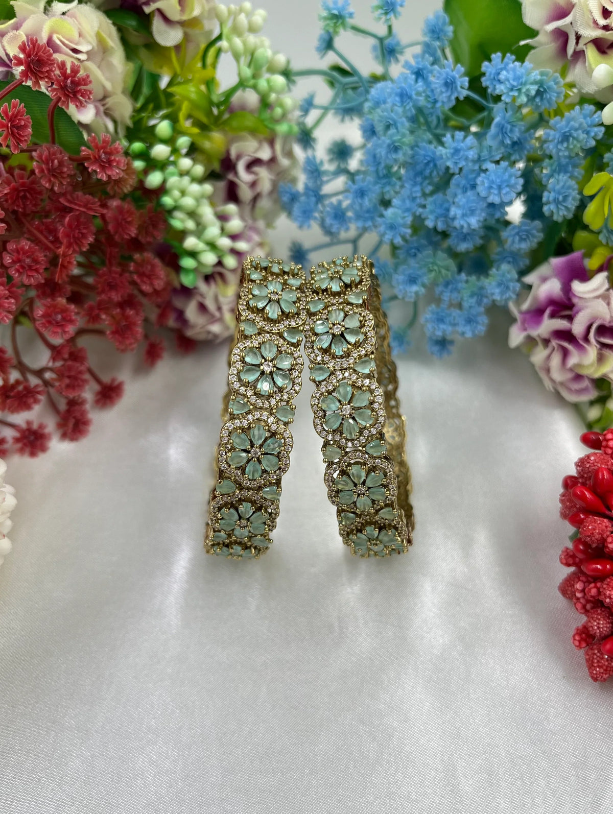 Indian Victorian AD Kada Kangan Set | Elegant Indian Jewellery | Luxury Bridal Bangle Set