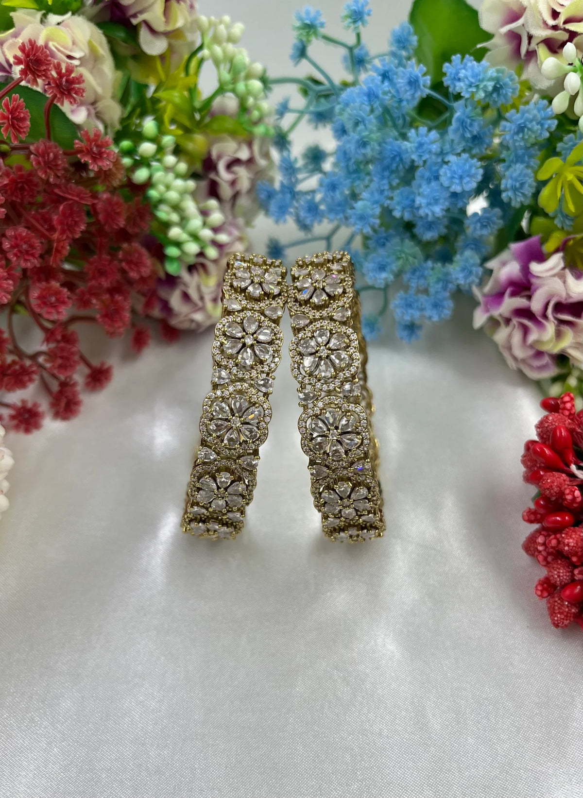 Indian Victorian AD Kada Kangan Set | Elegant Indian Jewellery | Luxury Bridal Bangle Set