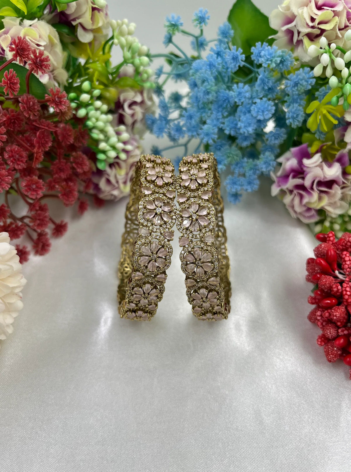 Indian Victorian AD Kada Kangan Set | Elegant Indian Jewellery | Luxury Bridal Bangle Set