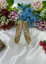 Gold-Tone Stone Kada Bangles with Diamond Accents | Indian Jewellery | Premium Indian Kada Set for Women