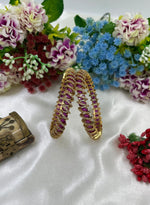 Gold-Tone Stone Kada Bangles with Diamond Accents | Indian Jewellery | Premium Indian Kada Set for Women