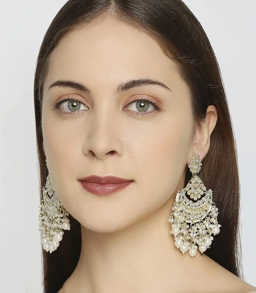 Kundan earrings, Polki Earrings, Kundan Chandbalis, Indian Earrings, Pearl earrings, Pakistani Earrings, Bollywood Earrings, Indian jewelry