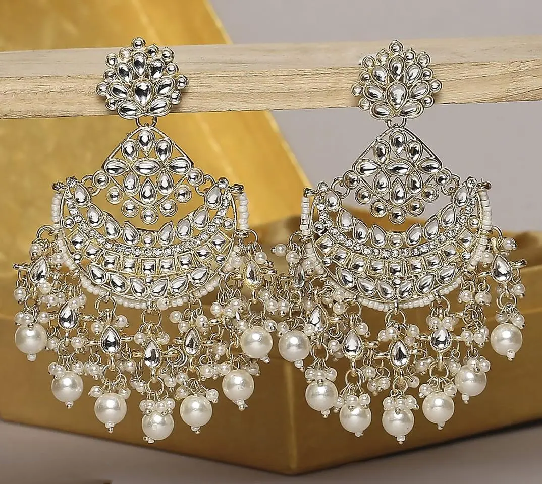 Kundan earrings, Polki Earrings, Kundan Chandbalis, Indian Earrings, Pearl earrings, Pakistani Earrings, Bollywood Earrings, Indian jewelry
