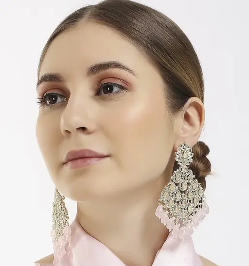 Austrian Stone And Beads Earrings, Indian Wedding jewellery, bridal,bollywood jewelry, prom, zirconia danglers (Copy)