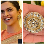 Kundan Studs, Golden Kundan Pearl Earrings, Jadau Rajwadi Pacchi Kundan Studs, Bollywood fashion